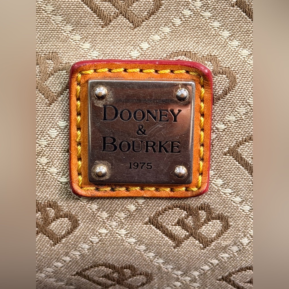 Dooney & Bourke Vintage Tan and Orange Tote Bag - Picture 2 of 15